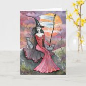 Halloween Tabby Cat Art Card Karte (Gelbe Blume)