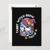 Halloween Tabby Cat - Hexenhut & Potion Art Postkarte (Vorne/Hinten)