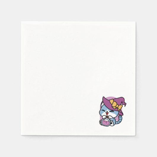 Halloween Tabby Cat - Hexenhut & Potion Art Serviette (Vorderseite)