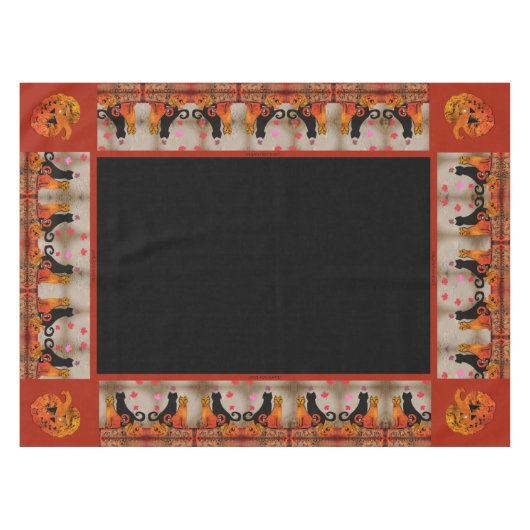 Halloween Tabby Cat Tableclout Tischdecke (Vorderseite (Horizontal))