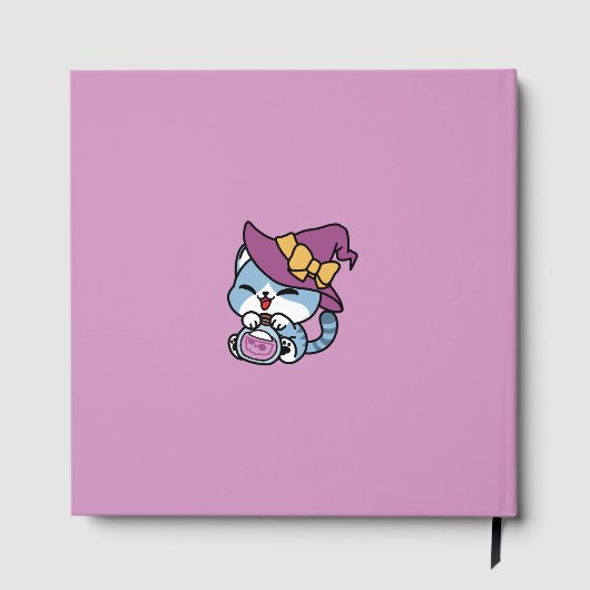 Halloween Tabby Cat – Witch Hat & Potion Art Gästebuch (Rückseite)