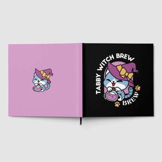 Halloween Tabby Cat – Witch Hat & Potion Art Gästebuch (Voll)