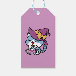 Halloween Tabby Cat – Witch Hat & Potion Art Geschenkanhänger