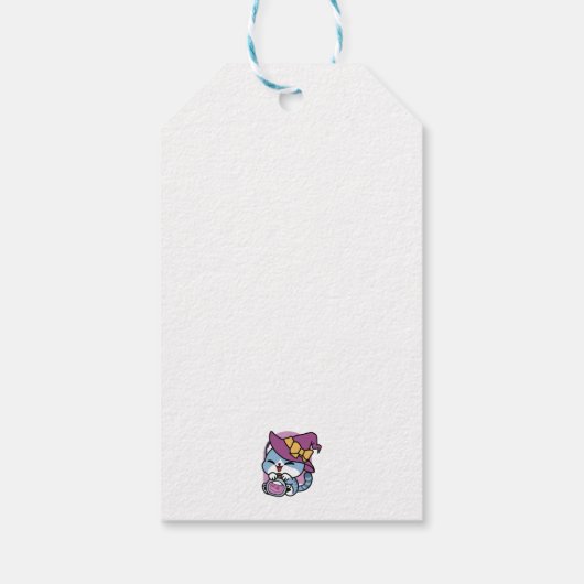Halloween Tabby Cat – Witch Hat & Potion Art Geschenkanhänger (Rückseite)