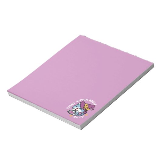 Halloween Tabby Cat – Witch Hat & Potion Art Notizblock (Rotiert)