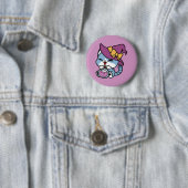Halloween-Tabby-Katze – Hexenhut und Zaubertrank-K Button (Beispiel)