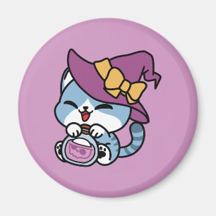 Halloween-Tabby-Katze – Hexenhut und Zaubertrank-K Magnet