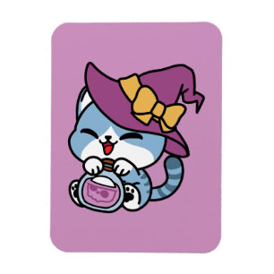 Halloween-Tabby-Katze – Hexenhut und Zaubertrank-K Magnet