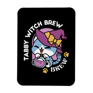 Halloween-Tabby-Katze – Hexenhut und Zaubertrank-K Magnet