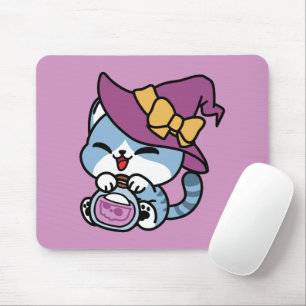 Halloween-Tabby-Katze – Hexenhut und Zaubertrank-K Mousepad