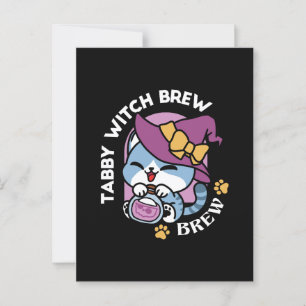 Halloween-Tabby-Katze – Hexenhut und Zaubertrank-K Postkarte