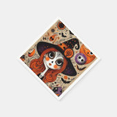 Halloween-Tag der Toten Hexe Serviette (Ecke)