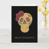 Halloween-Tag des Begrüßens des toten Zuckerschäde Karte (Gelbe Blume)