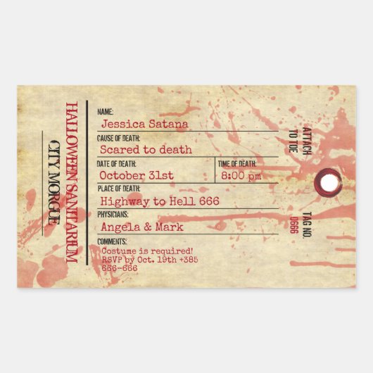 Halloween-Tag Spuk Sanitarium-Party Rechteckiger Aufkleber (Vorderseite)