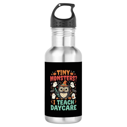 Halloween Tagesmutter Winzige Monster Edelstahlflasche (Vorderseite)