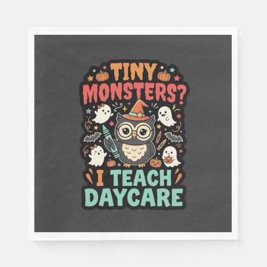 Halloween Tagesmutter Winzige Monster Serviette (Vorderseite)