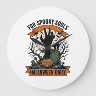 Halloween Tägliches Shirt Vintage Gruselig Hand Ku Große Wanduhr