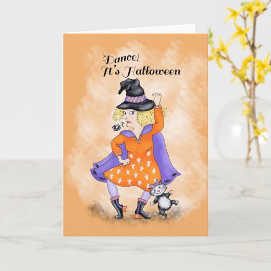 Halloween-Tanz Karte (Gelbe Blume)