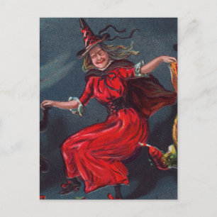 Halloween tanzende Hexe Postkarte