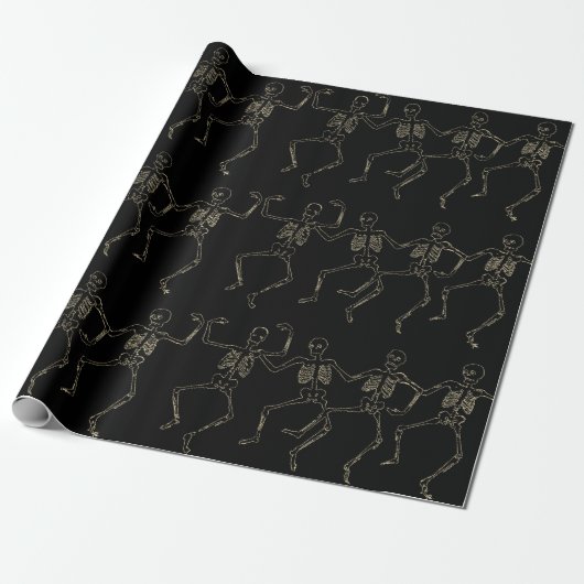 Halloween tanzende Skelette Geschenkpapier (Ungerollt)