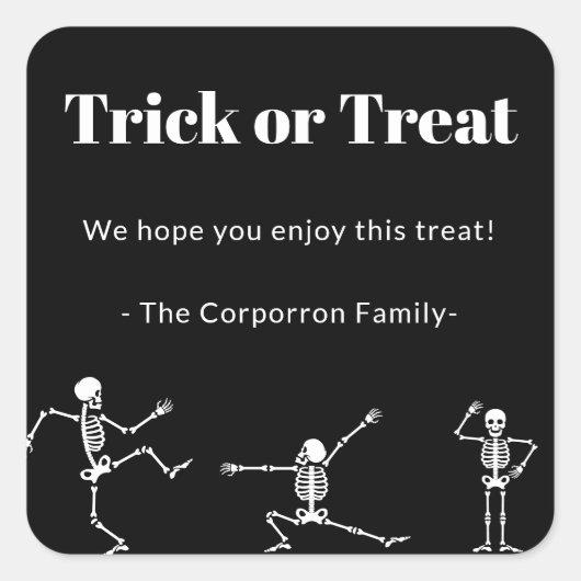 Halloween-Tanzskelette Quadratischer Aufkleber (Vorderseite)