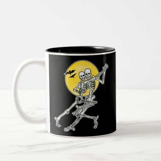 Halloween-Tanzskelette Zweifarbige Tasse (Links)