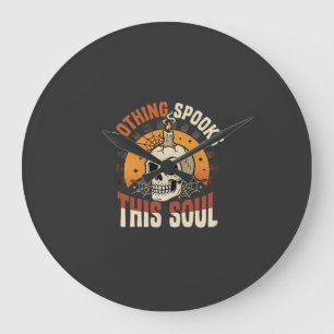 Halloween Tapferer Skelett Nacht Große Wanduhr
