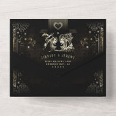 Halloween Tarot Black & Gold Wedding All in One I Einladung (Rückseite)