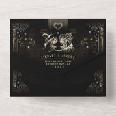 Halloween Tarot Black & Gold Wedding MENU All In One Einladung (Rückseite)