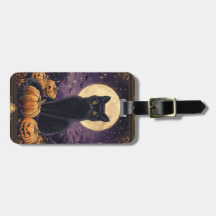 Halloween-Tarot-Karte mit schwarzer Katze Gepäckanhänger
