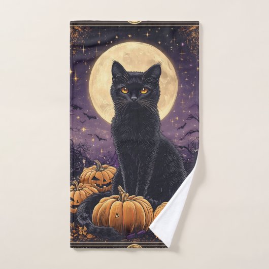 Halloween-Tarot-Karte mit schwarzer Katze Handtuch (Handtuch)