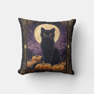 Halloween-Tarot-Karte mit schwarzer Katze Kissen