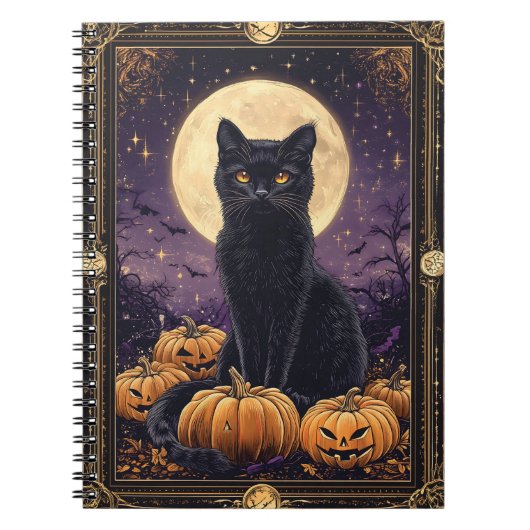 Halloween-Tarot-Karte mit schwarzer Katze Notizblock (Vorderseite)