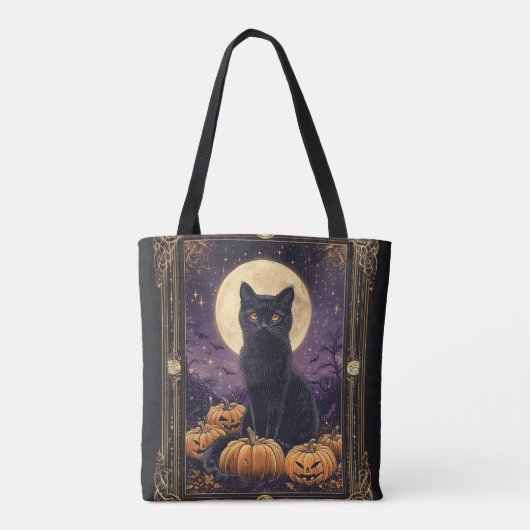 Halloween-Tarot-Karte mit schwarzer Katze Tasche (Rückseite)