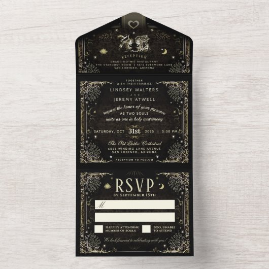 Halloween-Tarot "Zusammen mit" Hochzeit in einem All In One Einladung (Innen Boden)