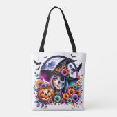 Halloween-Tasche mit Hexe und Skelett Tasche (Rückseite)
