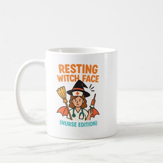 Halloween-Tasse "Ruhen der Hexe - Krankenschwester Kaffeetasse (Links)