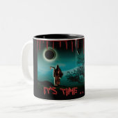 Halloween-Tassen u. Schalen - grimmiger Sensenmann Zweifarbige Tasse (Vorderseite Links)
