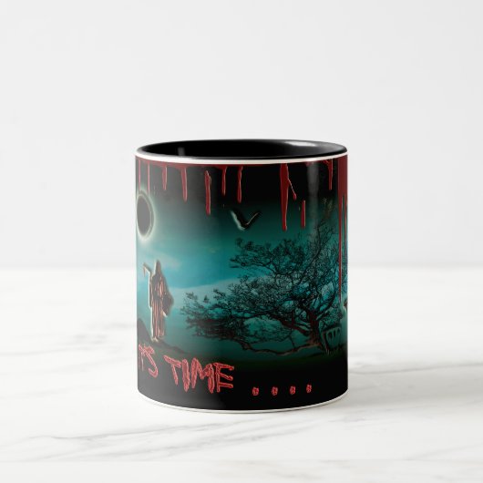 Halloween-Tassen u. Schalen - grimmiger Sensenmann Zweifarbige Tasse (Mittel)