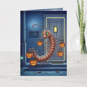 Halloween-Tausendfüßler-Süßigkeiten oder Saures Karte