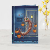 Halloween-Tausendfüßler-Süßigkeiten oder Saures Karte (Gelbe Blume)