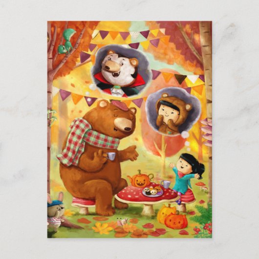 Halloween Tea Party Postkarte (Vorderseite)