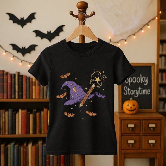 Halloween-Teacher-Assistent, Hut & Wand T-Shirt