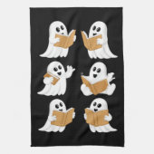 Halloween Teacher Ghost Reading Books Librarian Geschirrtuch (Vertikal)