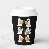 Halloween Teacher Ghost Reading Books Librarian Pappbecher (Vorderseite)