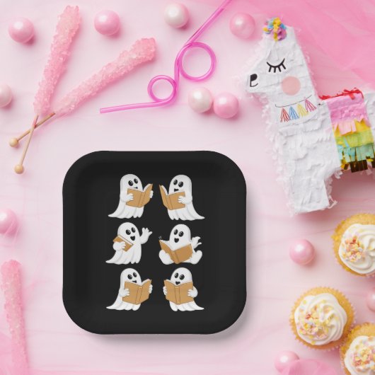 Halloween Teacher Ghost Reading Books Librarian Pappteller (Party)