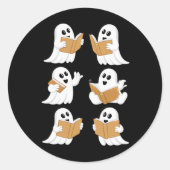Halloween Teacher Ghost Reading Books Librarian Runder Aufkleber (Vorderseite)