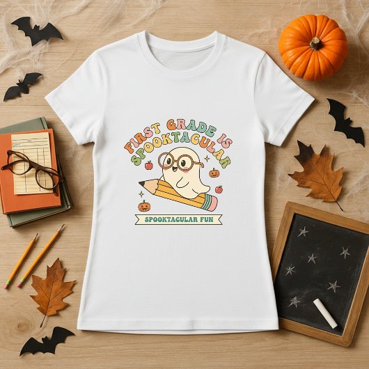 Halloween Teacher Gift Ghost & Stift T-Shirt