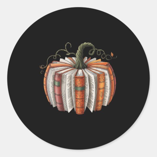 Halloween Teacher Librarians Fall Book Pumpkin Ret Runder Aufkleber (Vorderseite)