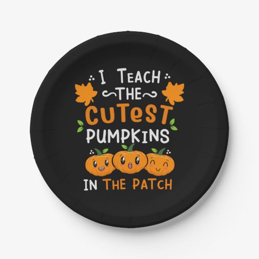 Halloween Teacher Niedliche Pumpkins Geburtstag Pappteller (Vorderseite)